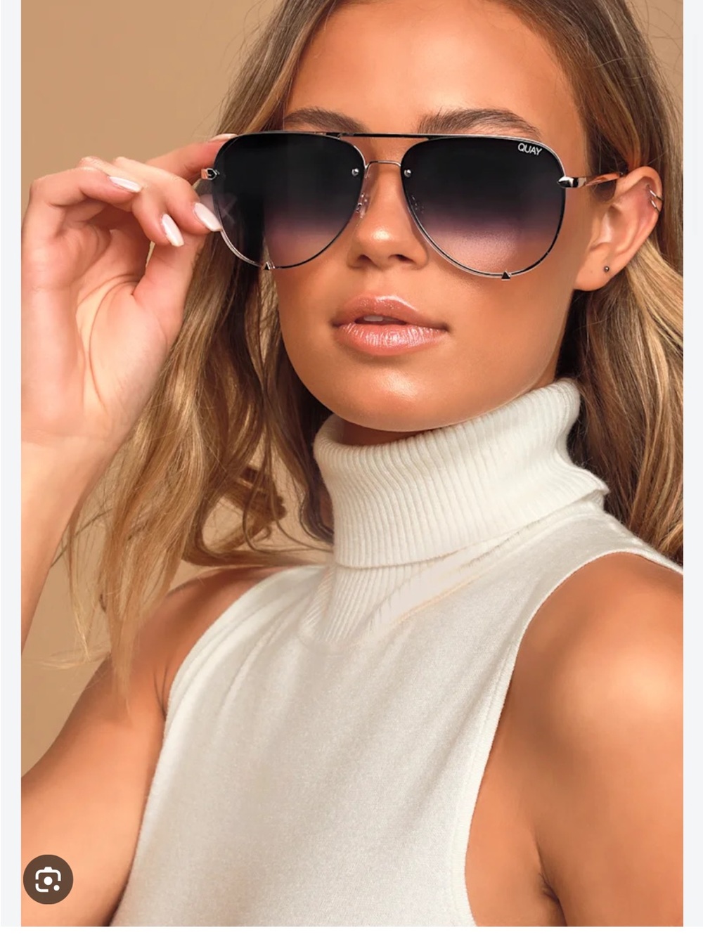 Quay High Key Aviator Sunglasses with Black Gradient Lenses